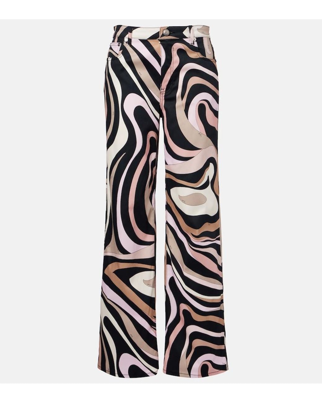 Emilio Pucci White Marmo Cotton-Blend Straight Pants