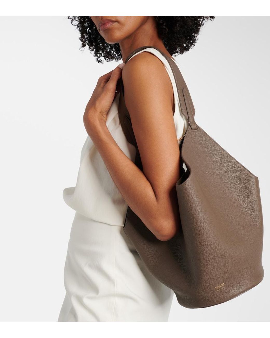 Khaite Brown Lotus Small Leather Tote Bag