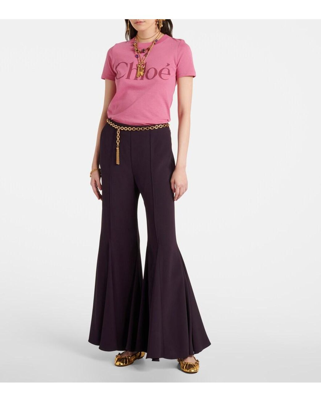 Chloé Luna Cutout Metallic Leather Ballet Flats