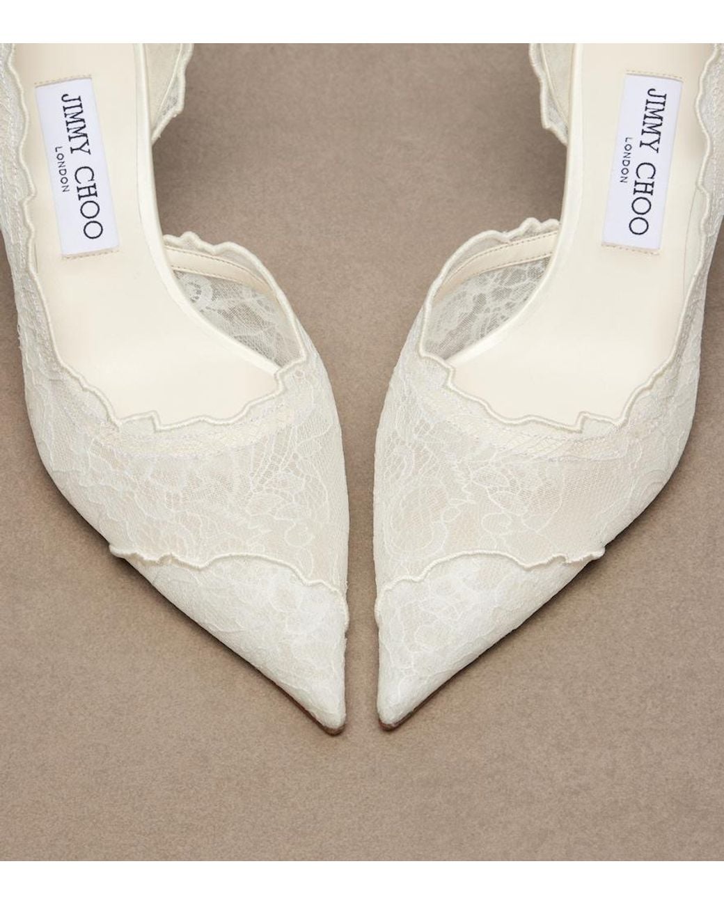 Jimmy Choo White Bridal Faiz Lace Pumps