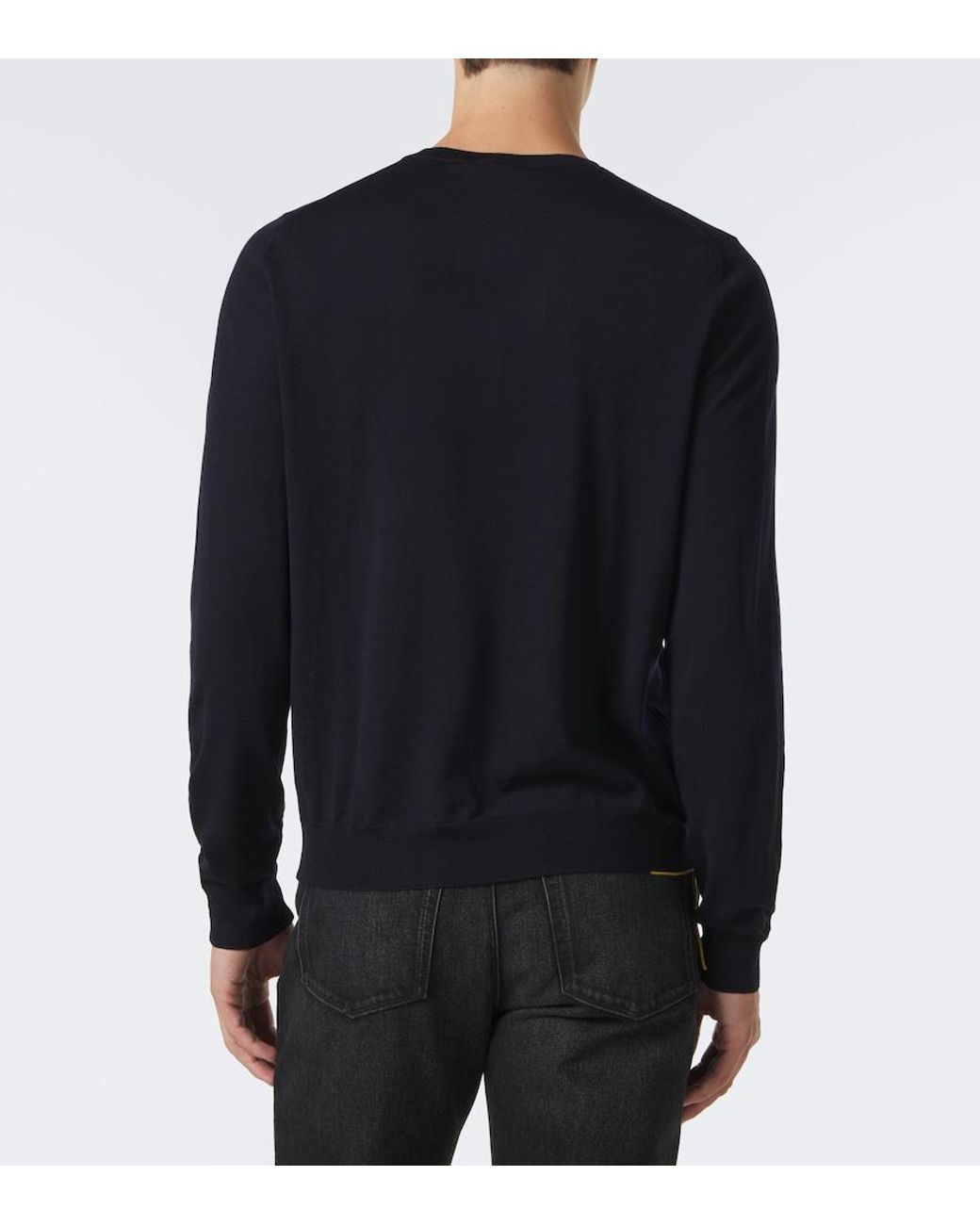 Fendi Blue Wool Sweater for men