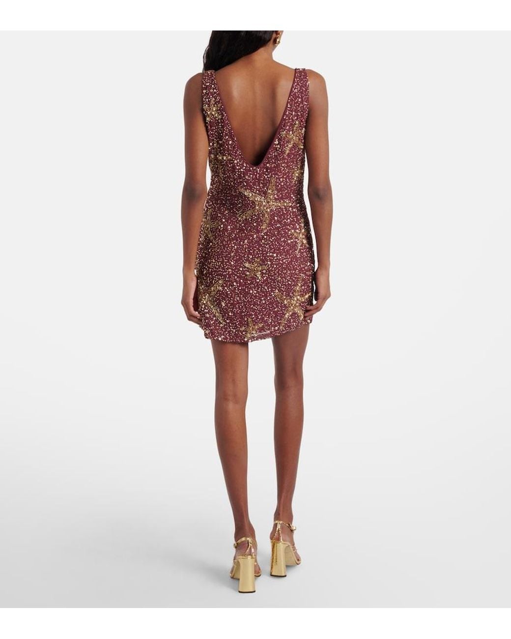 Rixo Red Christabel Embellished Minidress