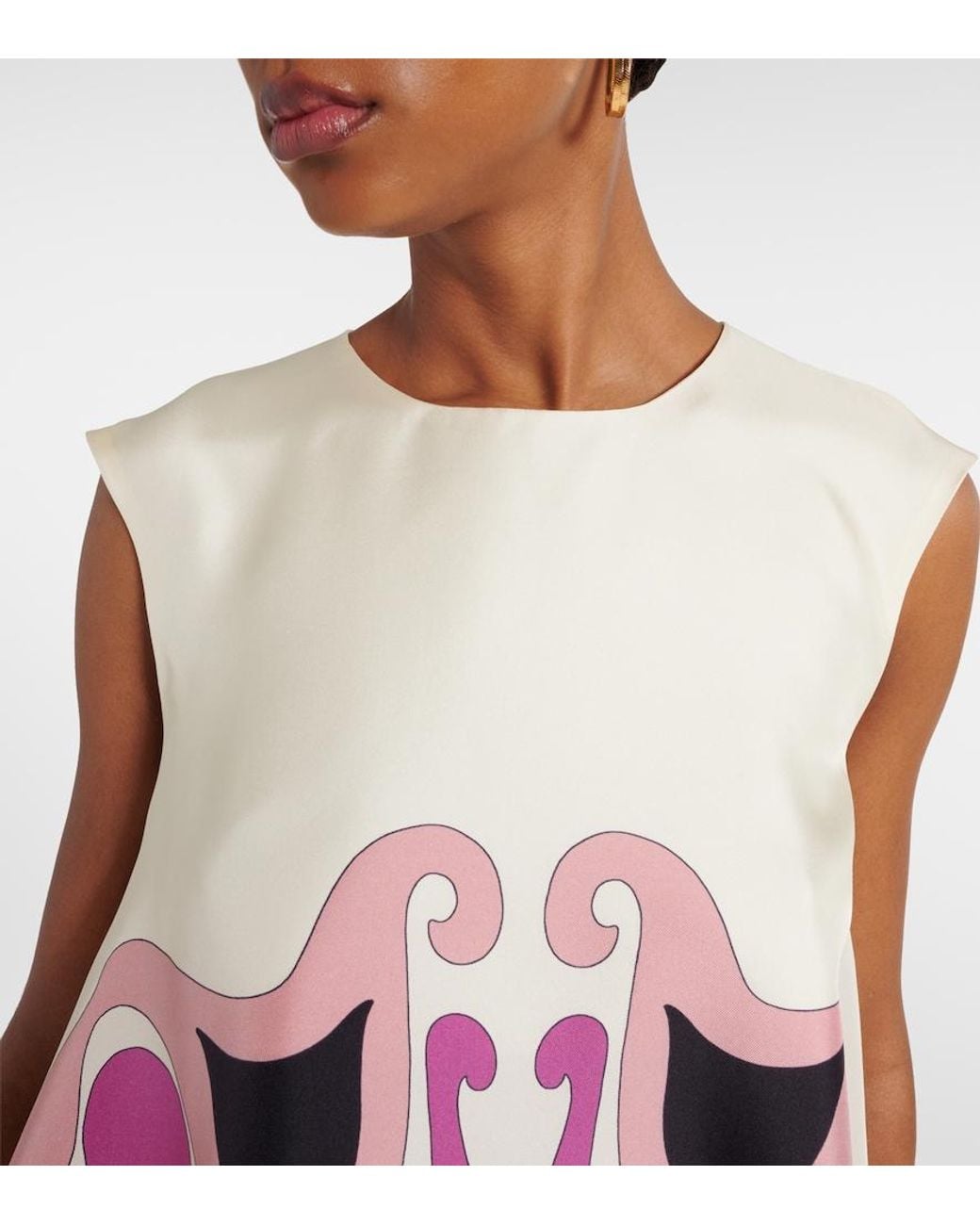 LaDoubleJ Pink San Carlo Printed Silk Twill Top
