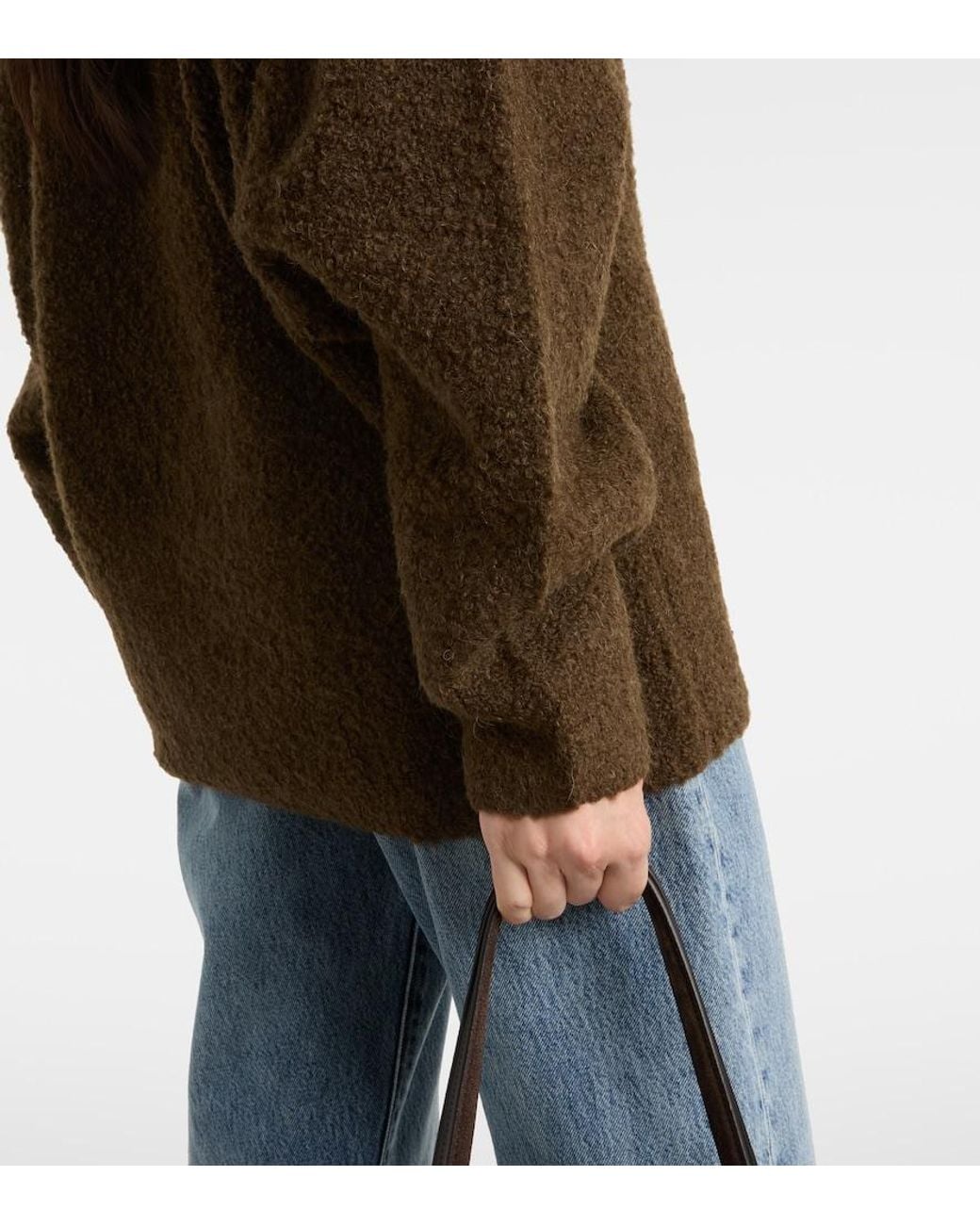 Totême  Brown Alpaca And Wool-Blend Boucle Turtleneck Sweater