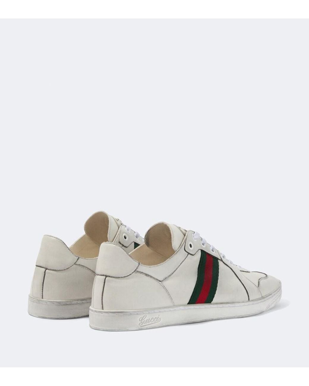 Gucci Metallic Stretch Web Stripe Leather Sneakers for men