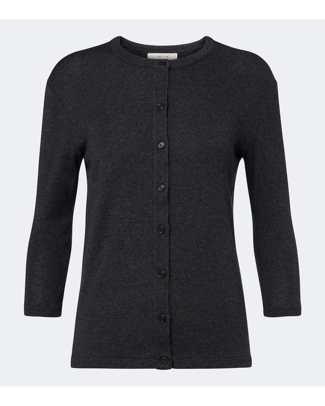 The Row Black Alena Cotton, Cashmere, And Silk Cardigan