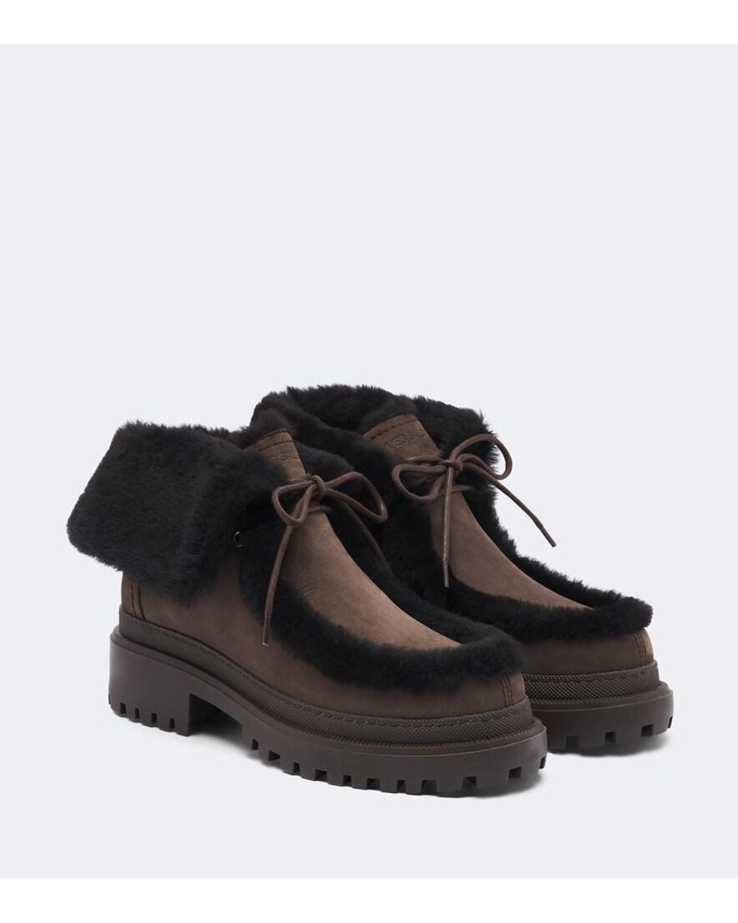 Yves Salomon Black Shearling-Lined Suede Ankle Boots