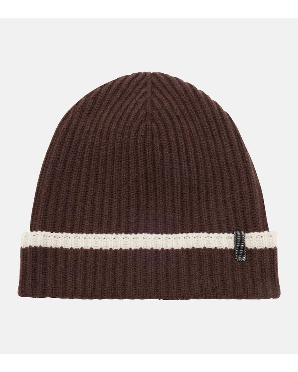 Brunello Cucinelli Brown Monili Ribbed-Knit Cashmere Beanie