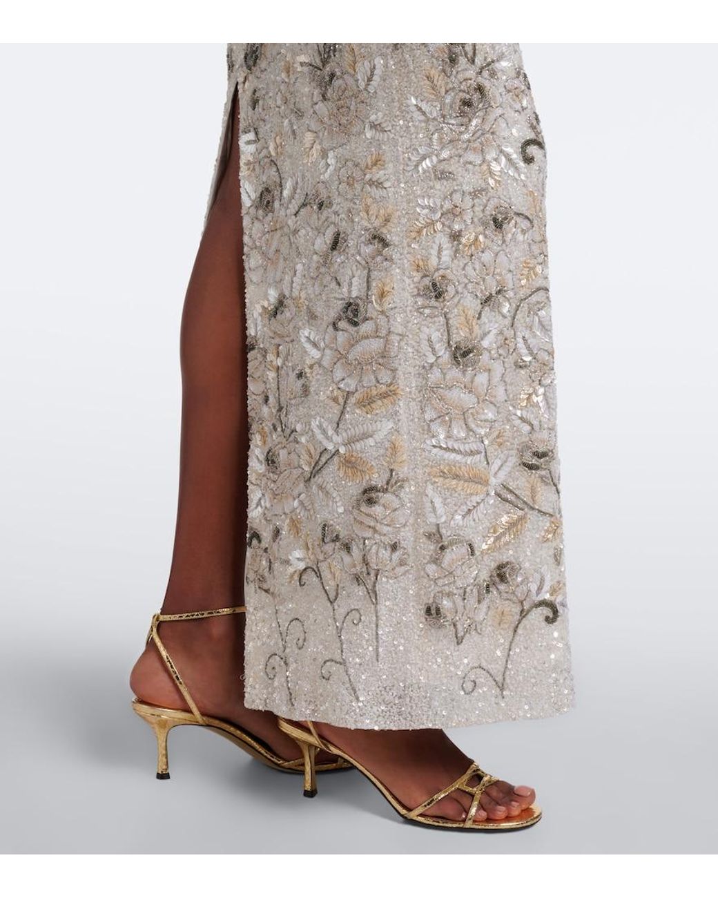 La Fuori Natural Icey Rose Embellished Floral Bustier Gown