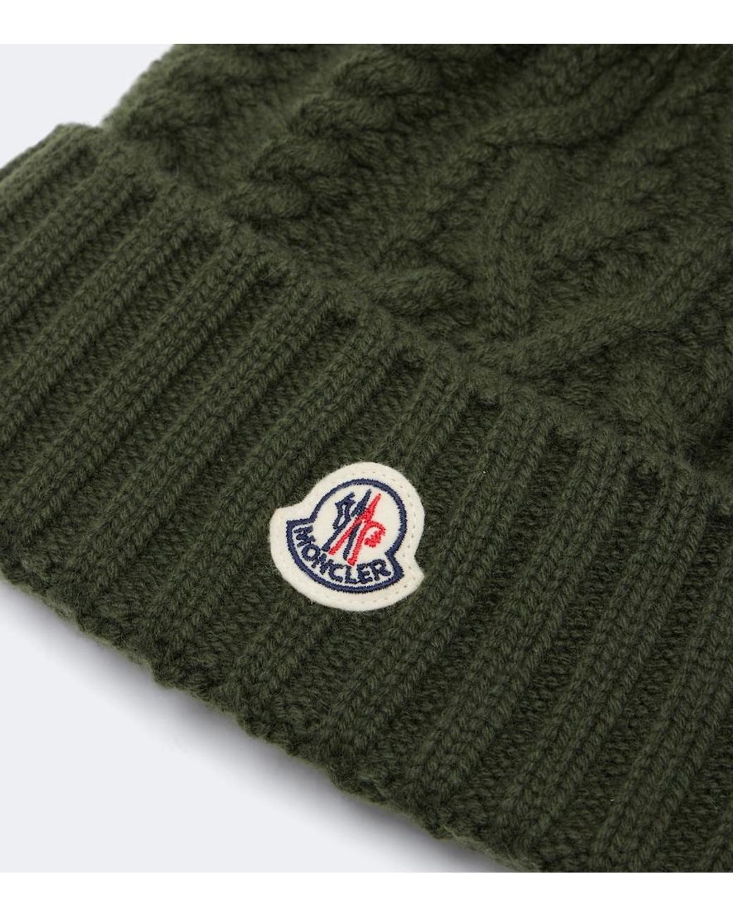 Moncler Green Cable-Knit Wool And Cashmere Beanie