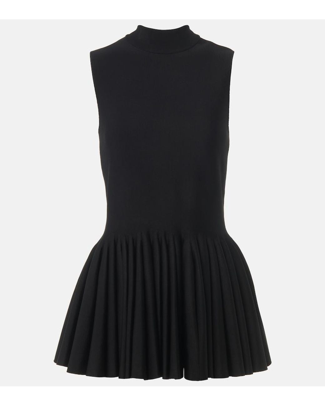 Alaïa Black Pleated Turtleneck Top