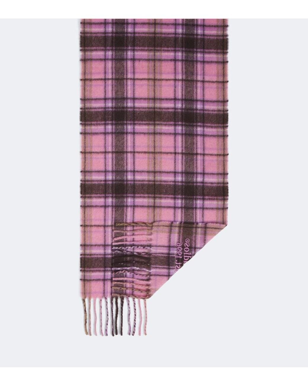 Acne Purple Plaid Cashmere And Wool Scarf