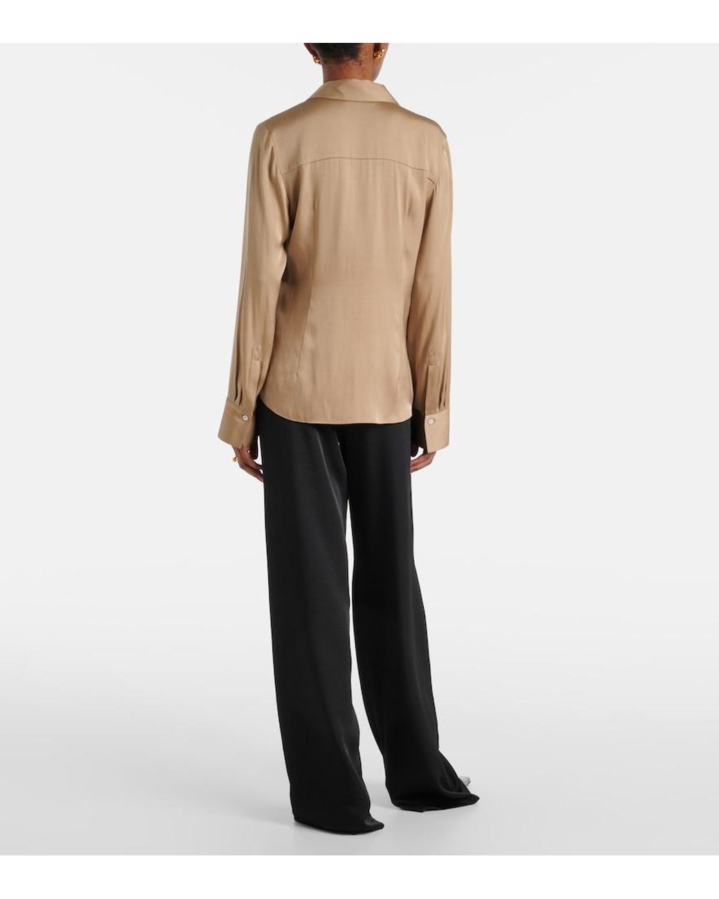 Vince Natural Silk-Blend Satin Shirt