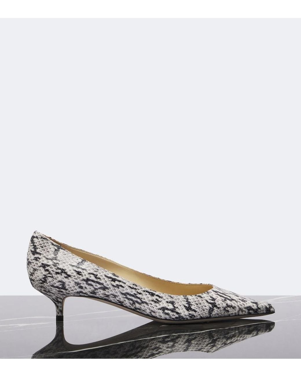 Jimmy Choo White Amelia Snake-Effect Leather Pumps