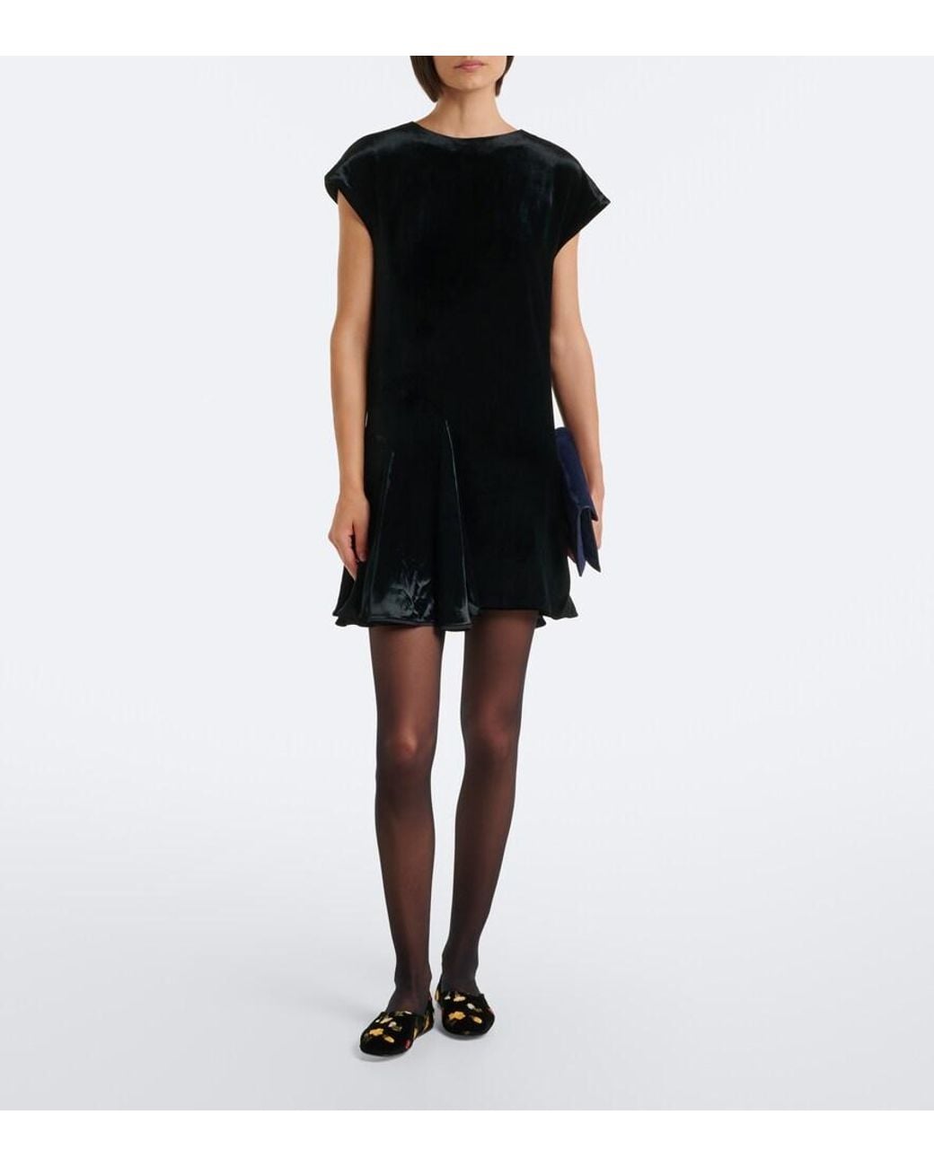 Khaite Black Jane Embroidered Velvet Ballet Flats