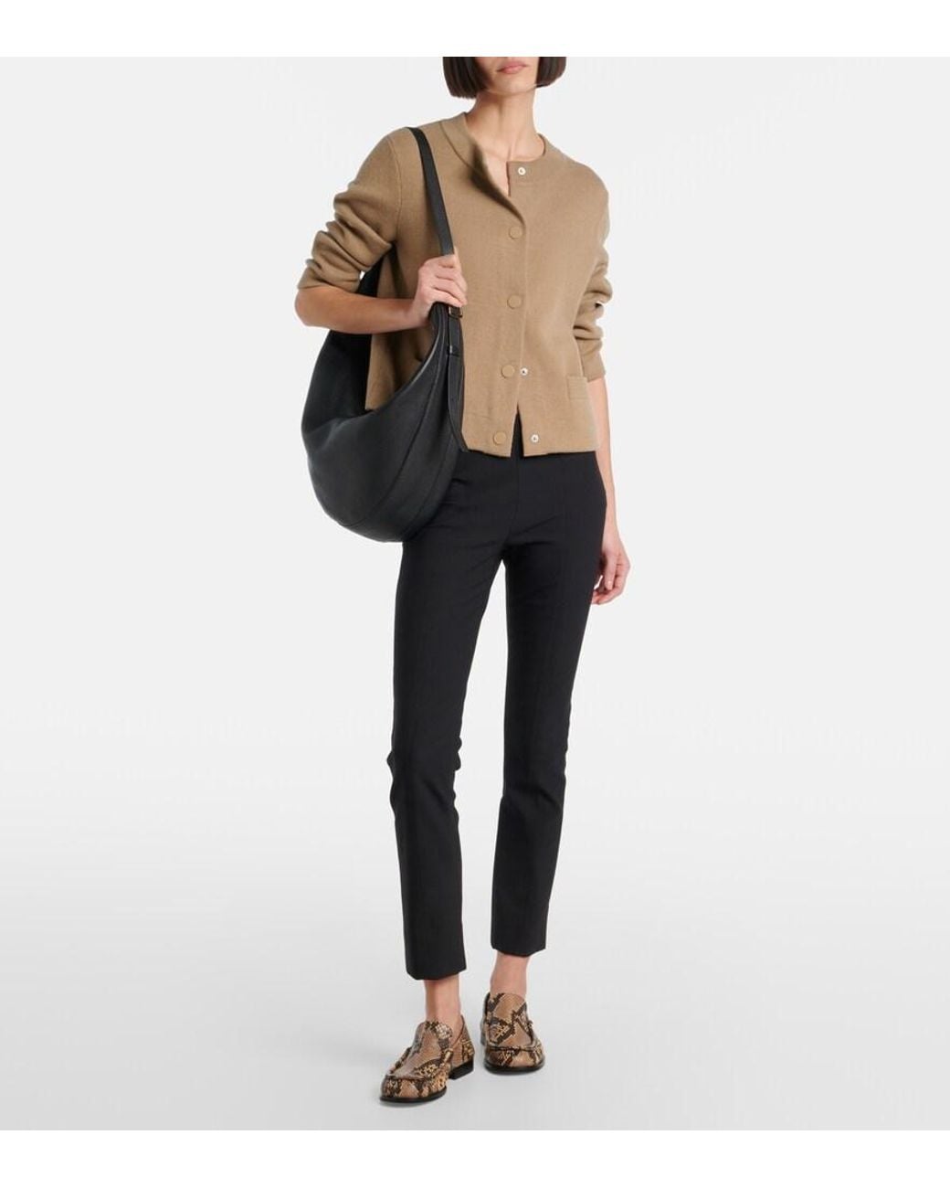 Vince Natural Shrunken Wool And Cashmere Cardigan