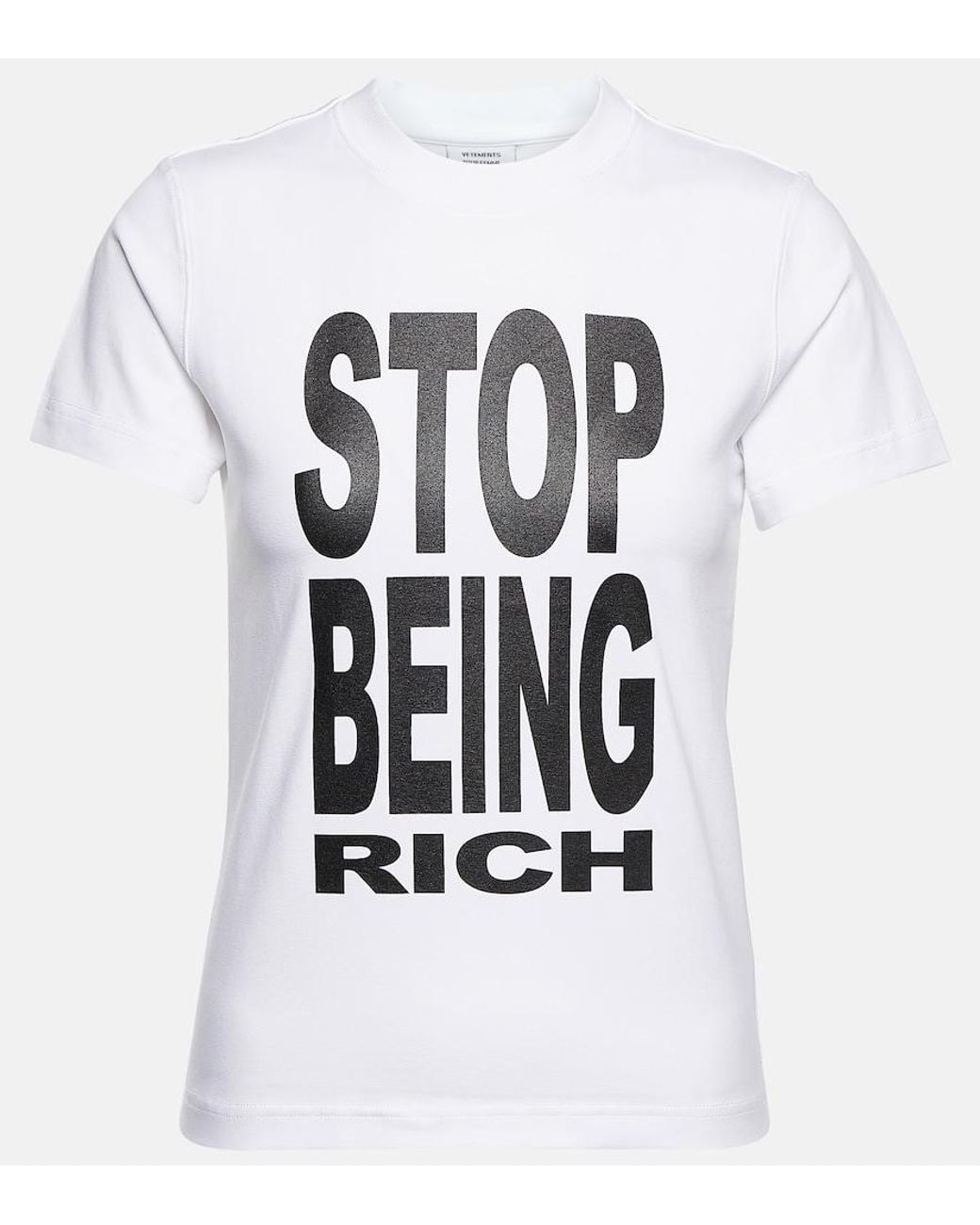 Vetements White Slogan Cotton T-Shirt