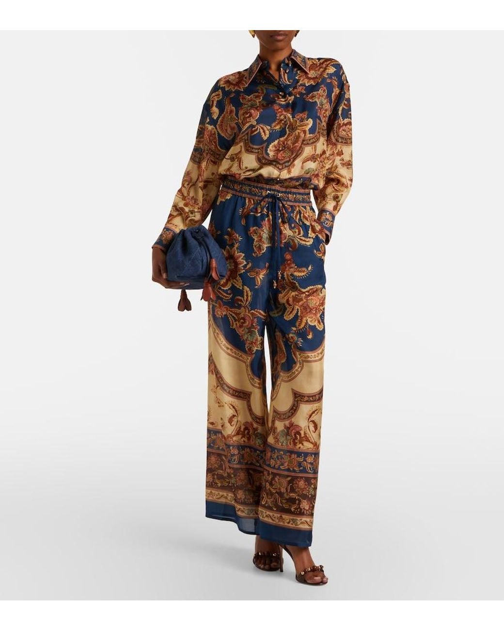 Zimmermann Multicolor Aster Printed Silk Palazzo Pants