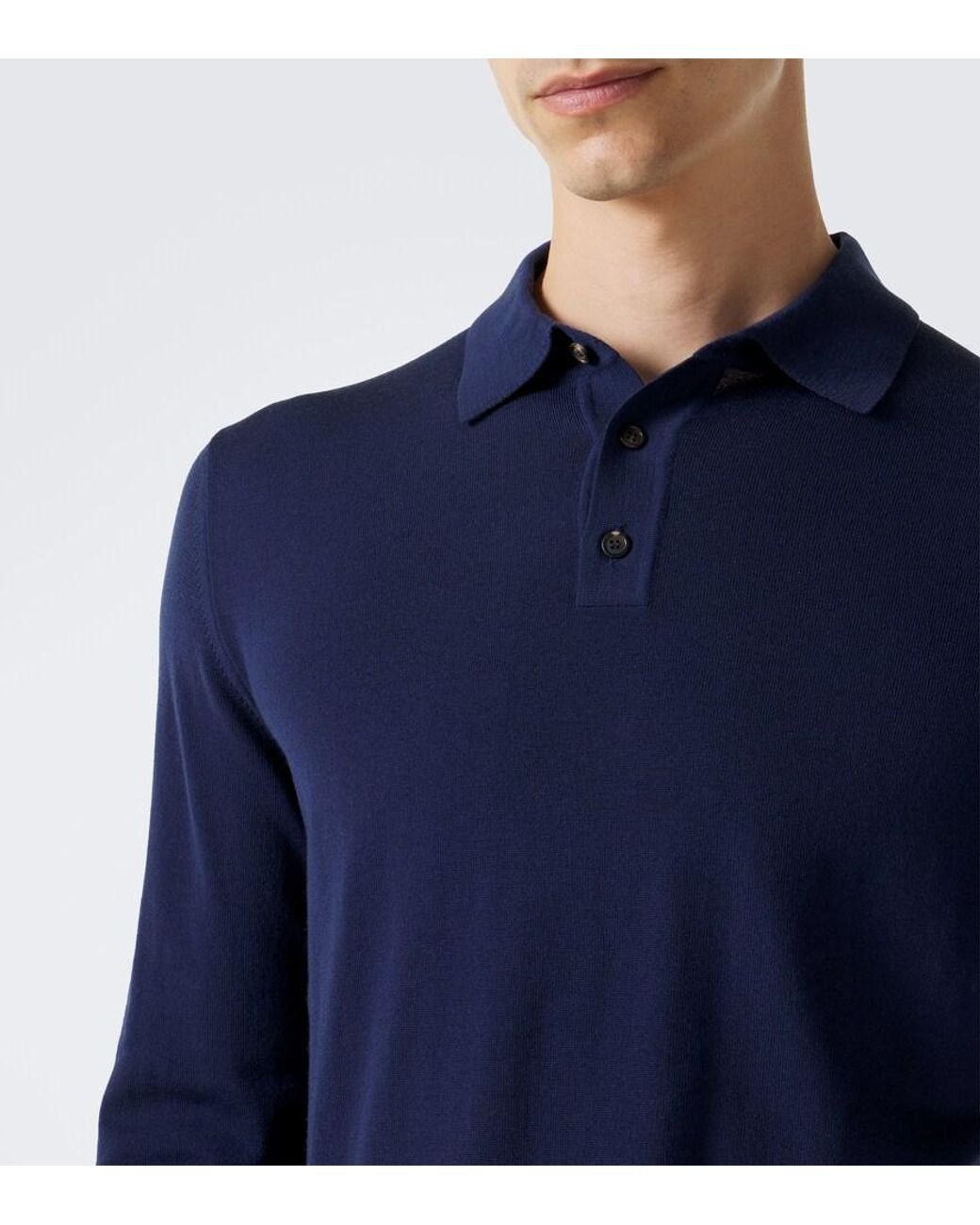Slowear Blue Wool-Blend Polo Sweater for men