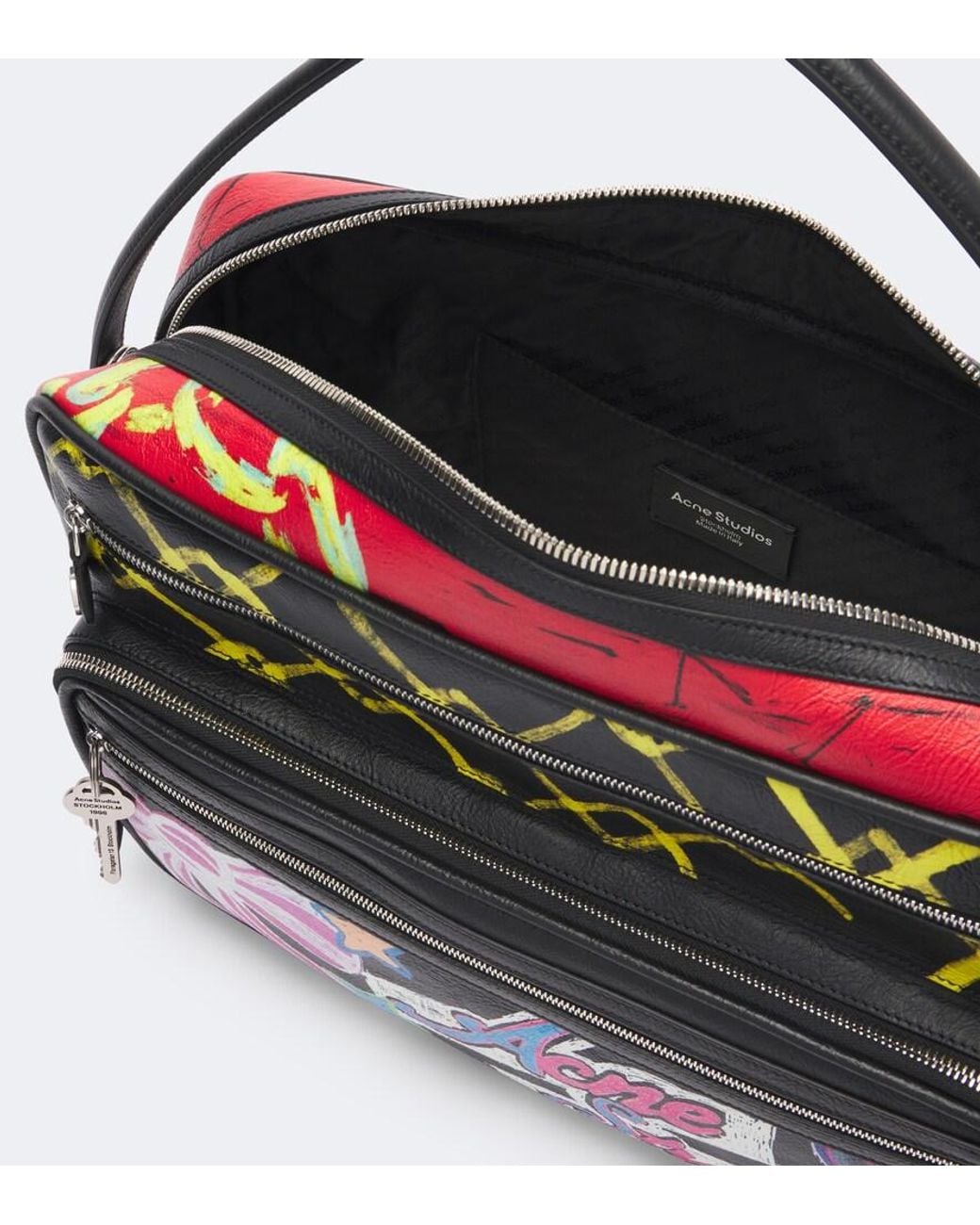 Acne Black Camero Camera Printed Leather Shoulder Bag