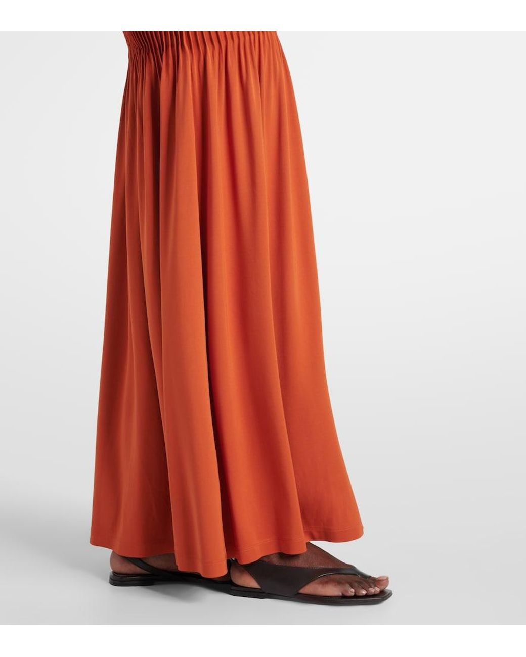 Totême Orange Pleated Jersey Maxi Dress