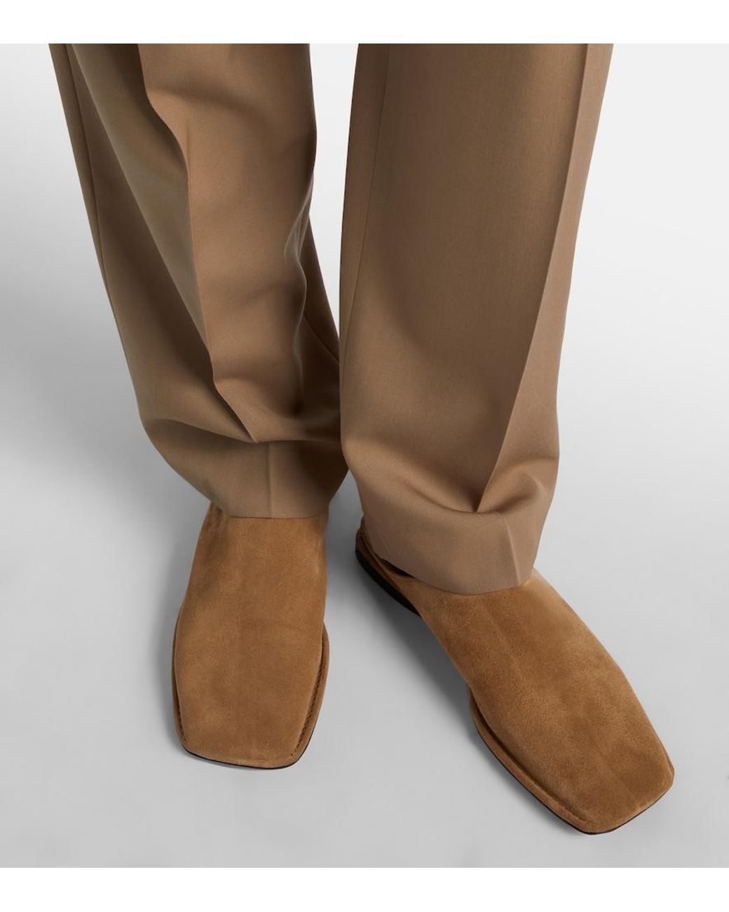 The Row Natural Piper Suede Mules