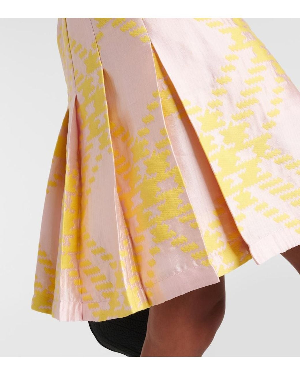 Burberry Yellow Checked Miniskirt