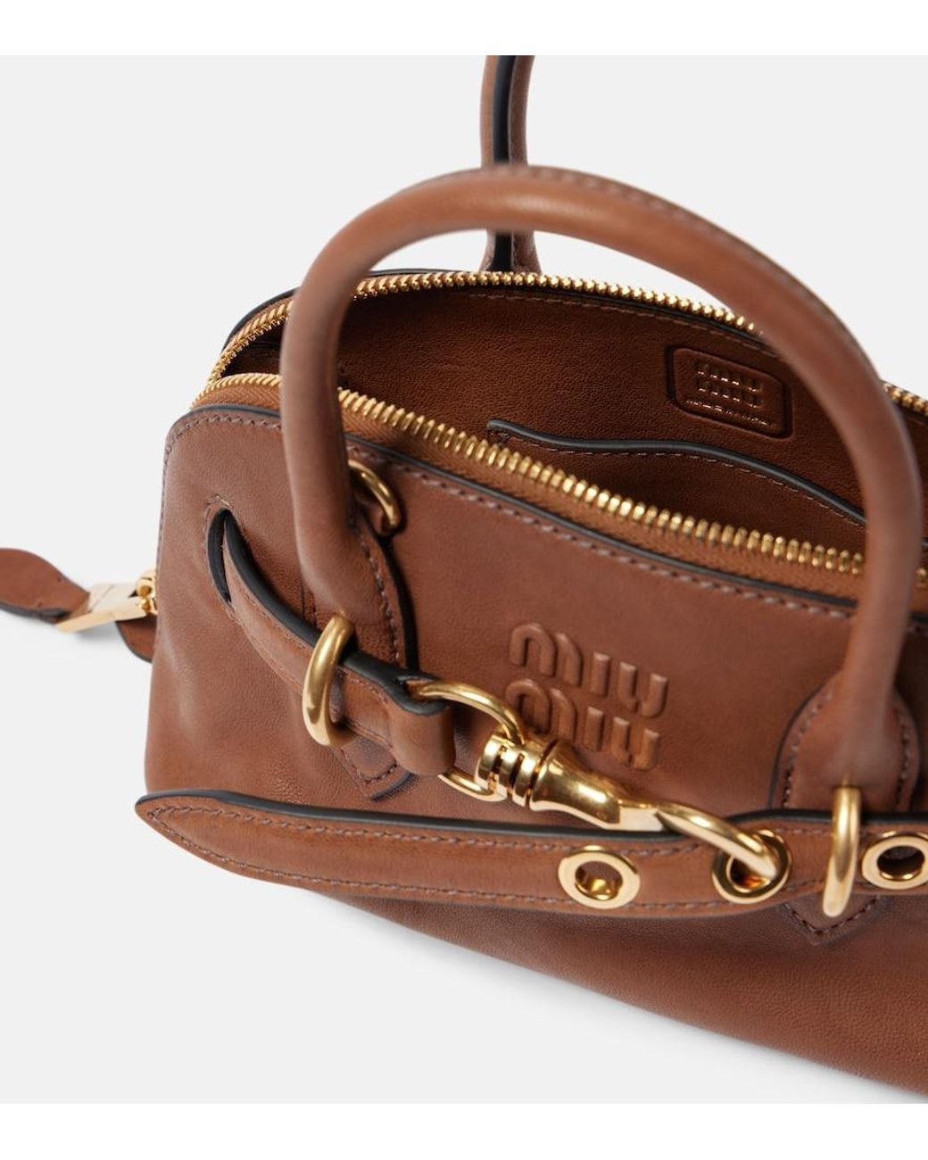 Miu Miu Brown Aventure Mini Leather Tote Bag