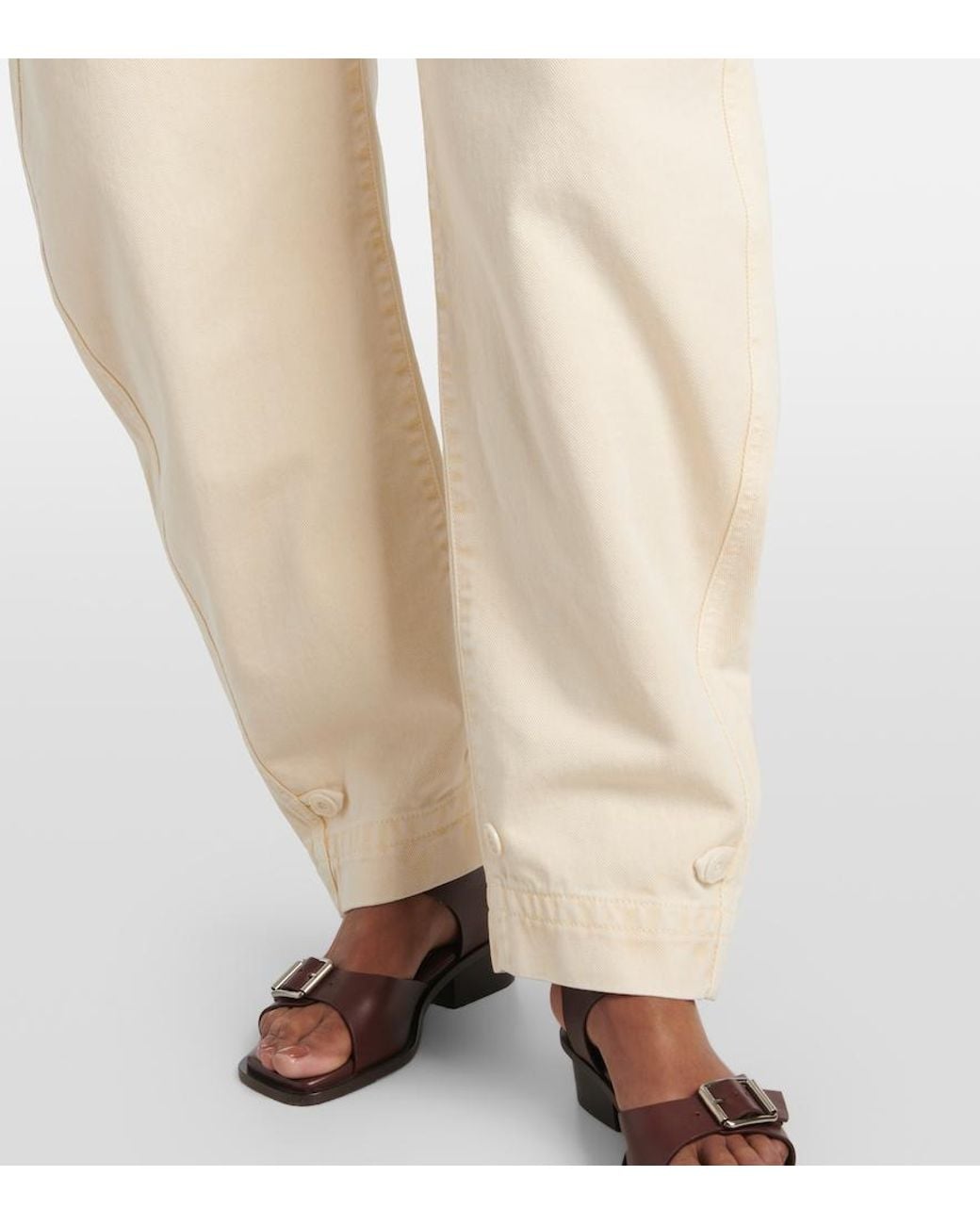 Lemaire Natural Belted Barrel-Leg Jeans
