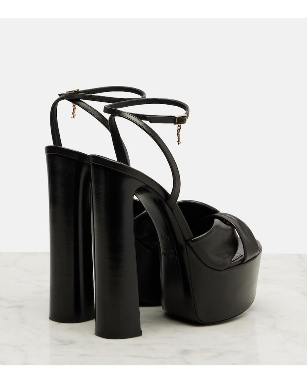 Saint Laurent Black Franciane 105 Leather Platform Sandals