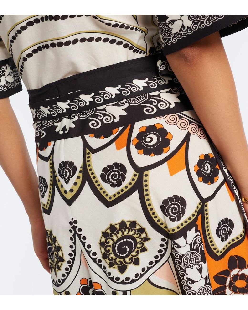 LaDoubleJ White Sarong Printed Cotton Muslin Wrap Skirt