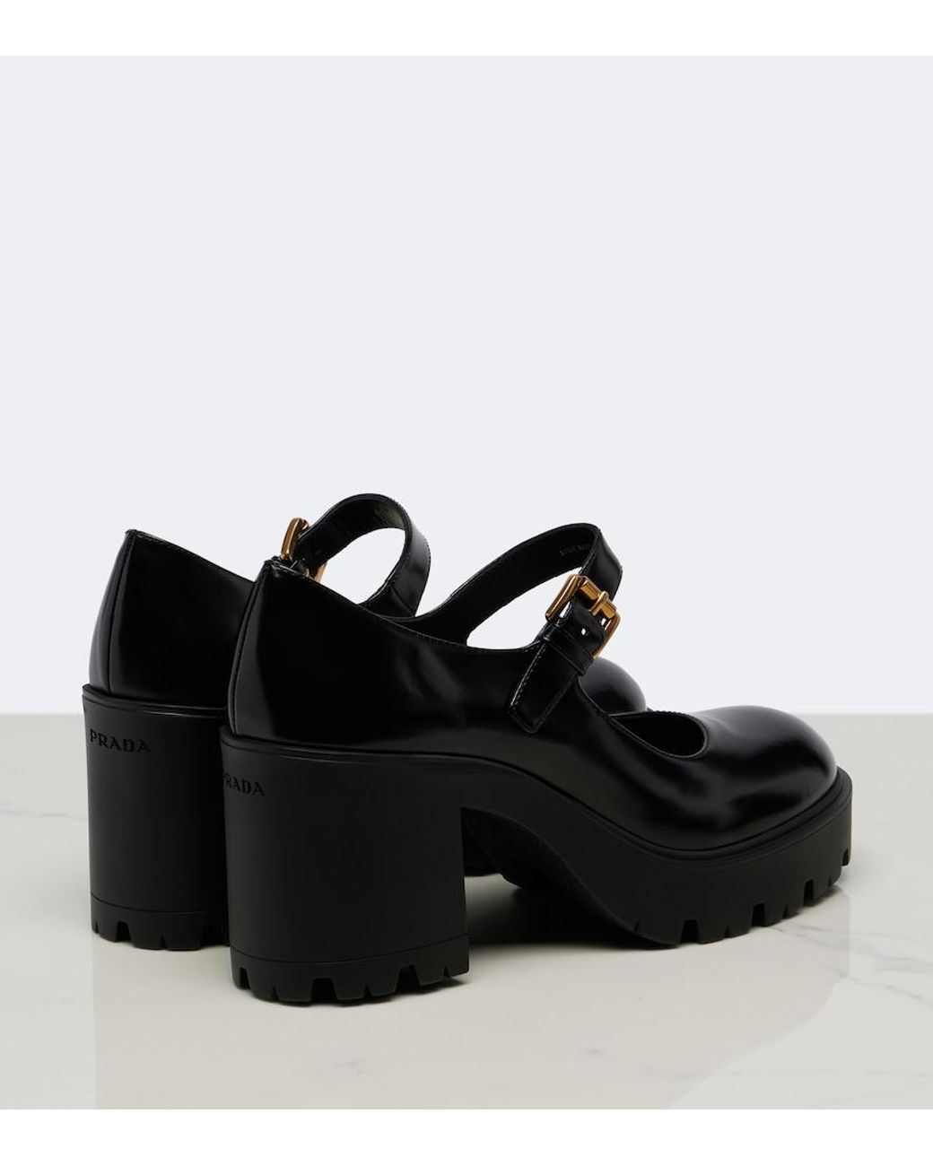 Prada Black Patent Leather Mary Jane Pumps