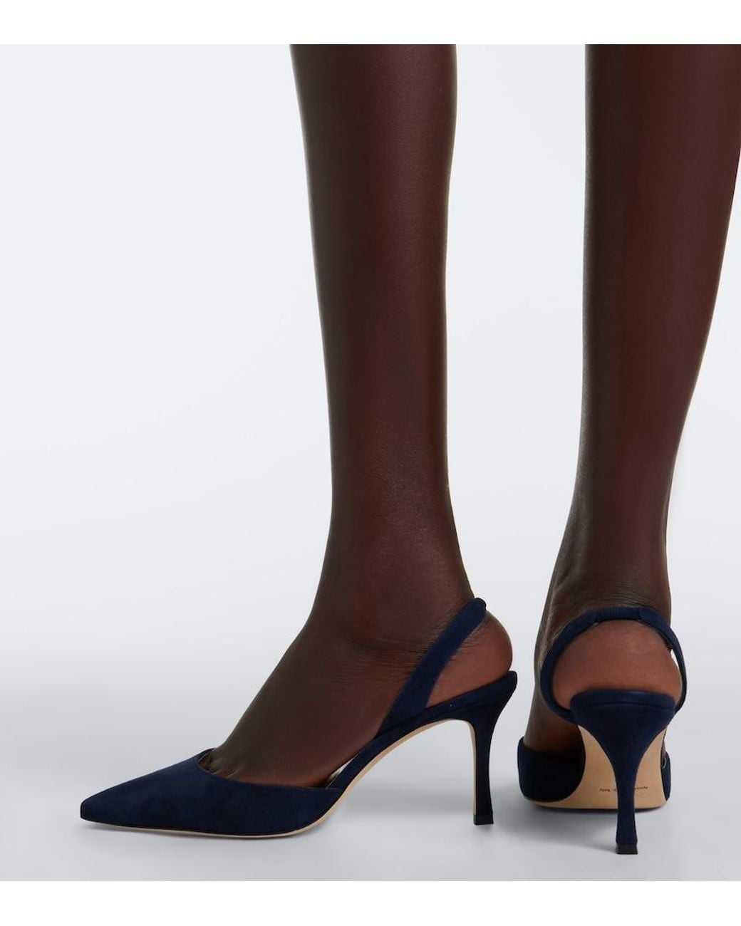 Manolo Blahnik Blue Carolyne 70 Suede Slingback Pumps