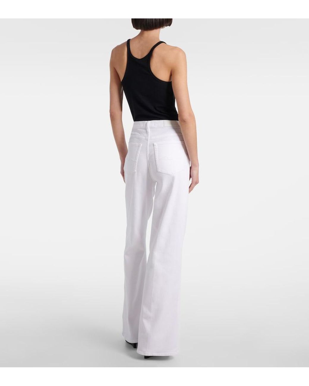 7 For All Mankind White Jo High-Rise Wide-Leg Jeans