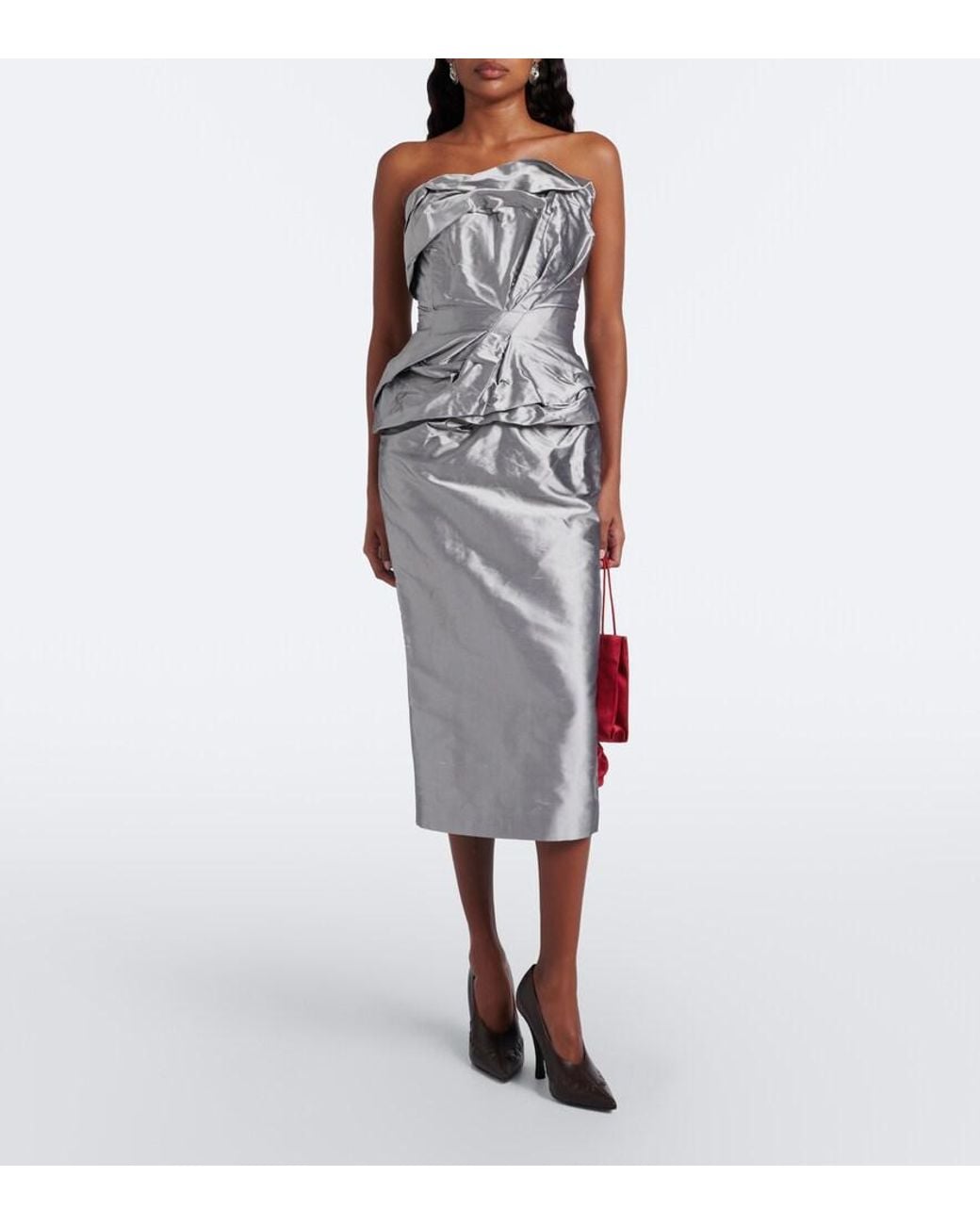 Magda Butrym Gray Draped Silk Bustier Dress