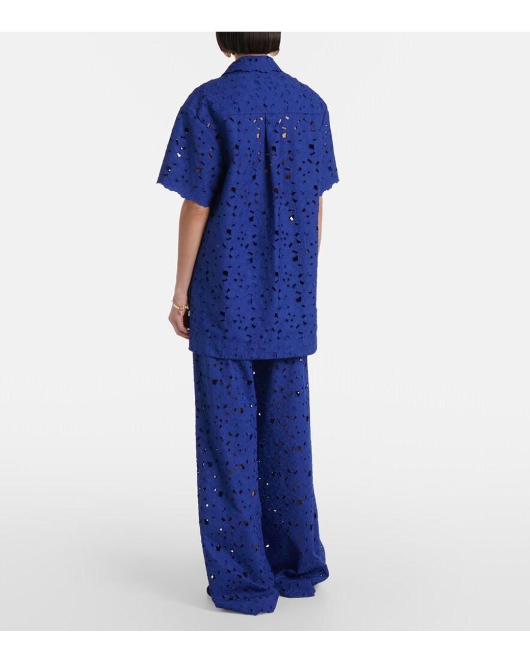 Rebecca Vallance Blue Zaffre Broderie Anglaise Cotton Shirt