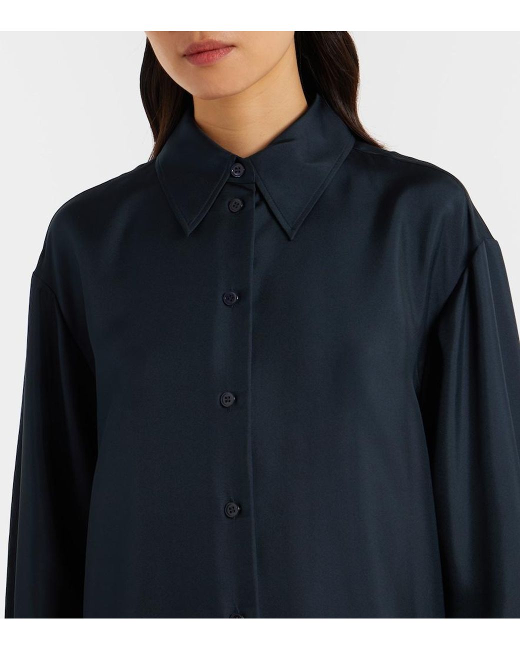 Rohe Blue Oversized Silk Satin Shirt