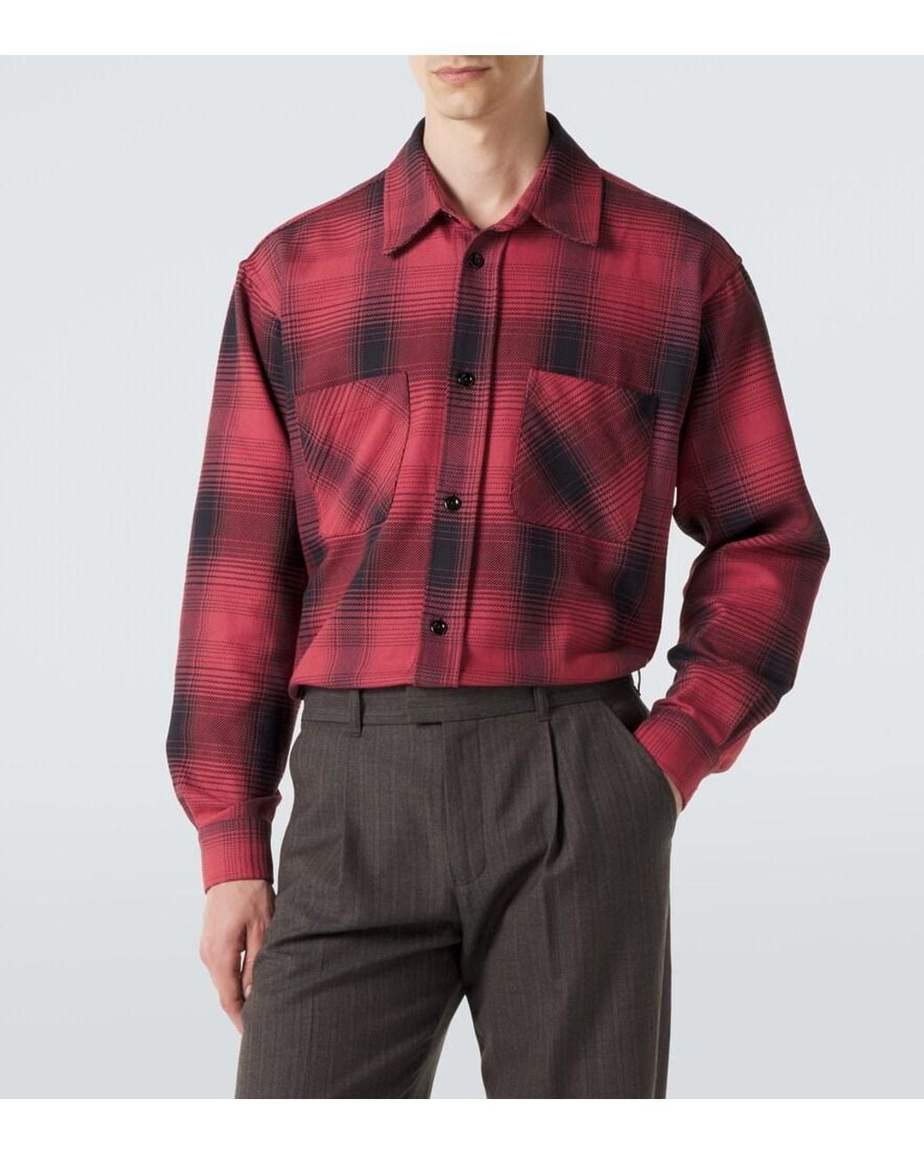 Our Legacy Red Checked Cotton Shirt for men