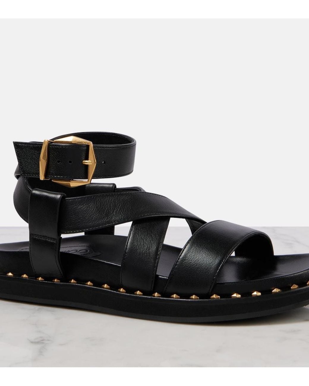 Jimmy Choo Black Blaise Leather Sandals