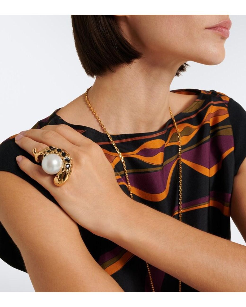Emilio Pucci Metallic Fish Embellished Enamel Ring