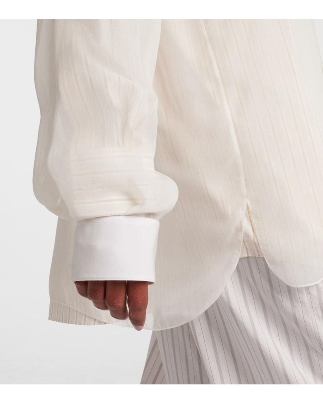 The Row White Nesson Oversized Striped Cupro Shirt