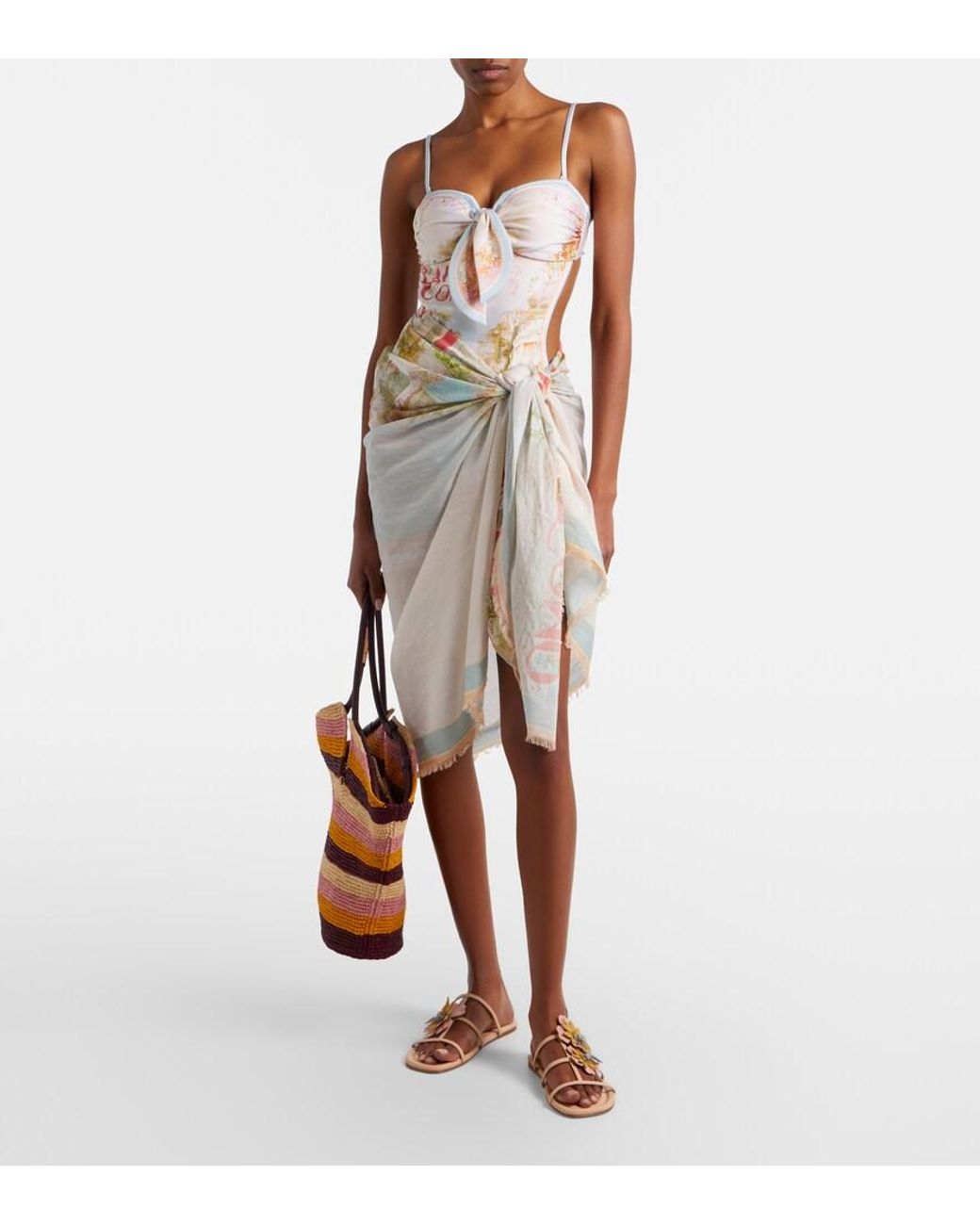 Zimmermann White Como Printed Swimsuit