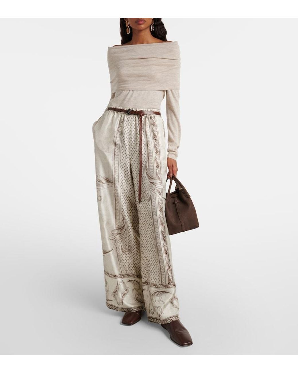 Max Mara White Faretra Off-Shoulder Cashmere Sweater