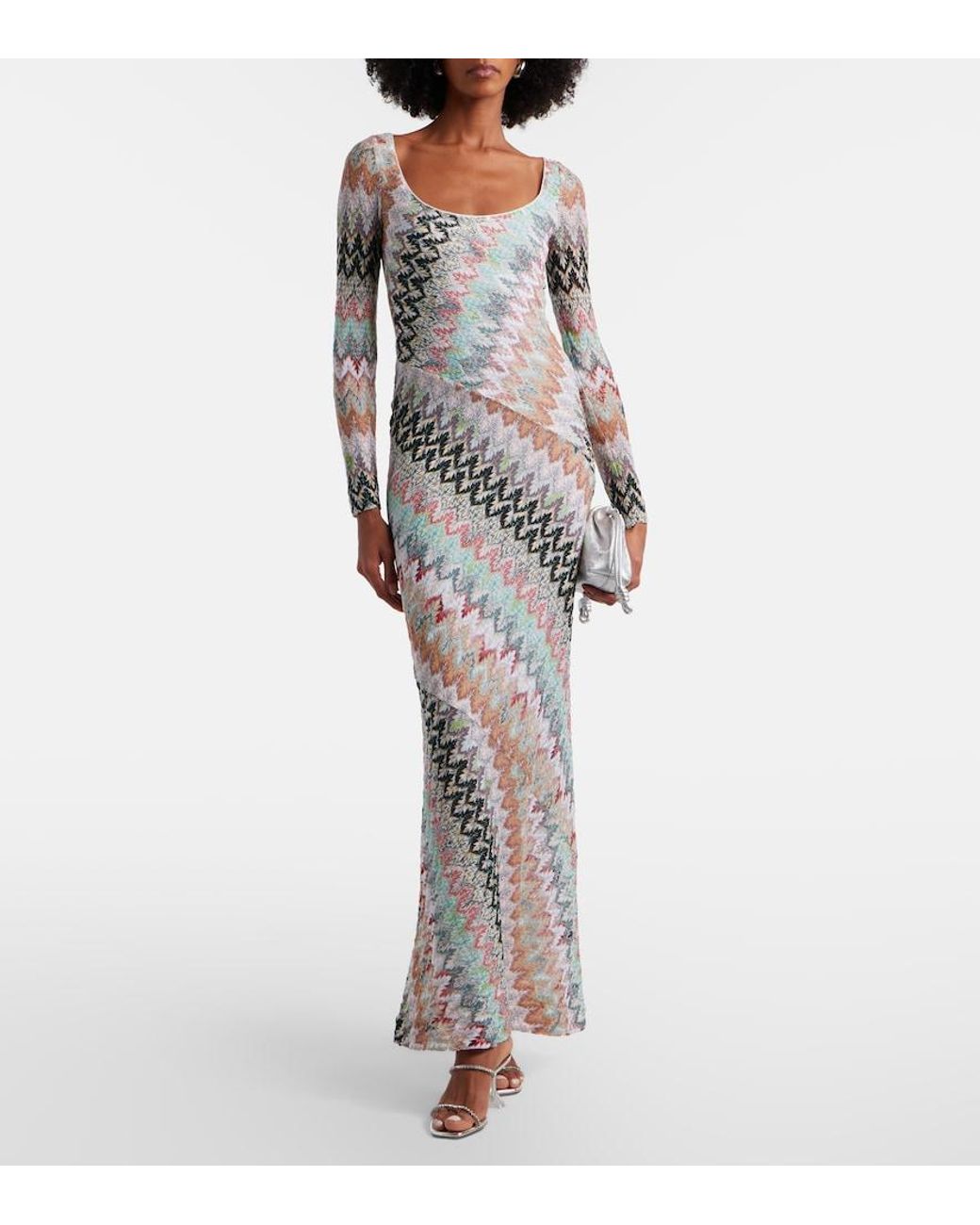 Missoni Gray Zigzag Lame Maxi Dress