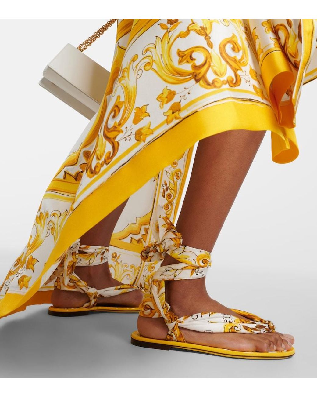 Dolce & Gabbana Metallic Printed Silk Twill Sandals