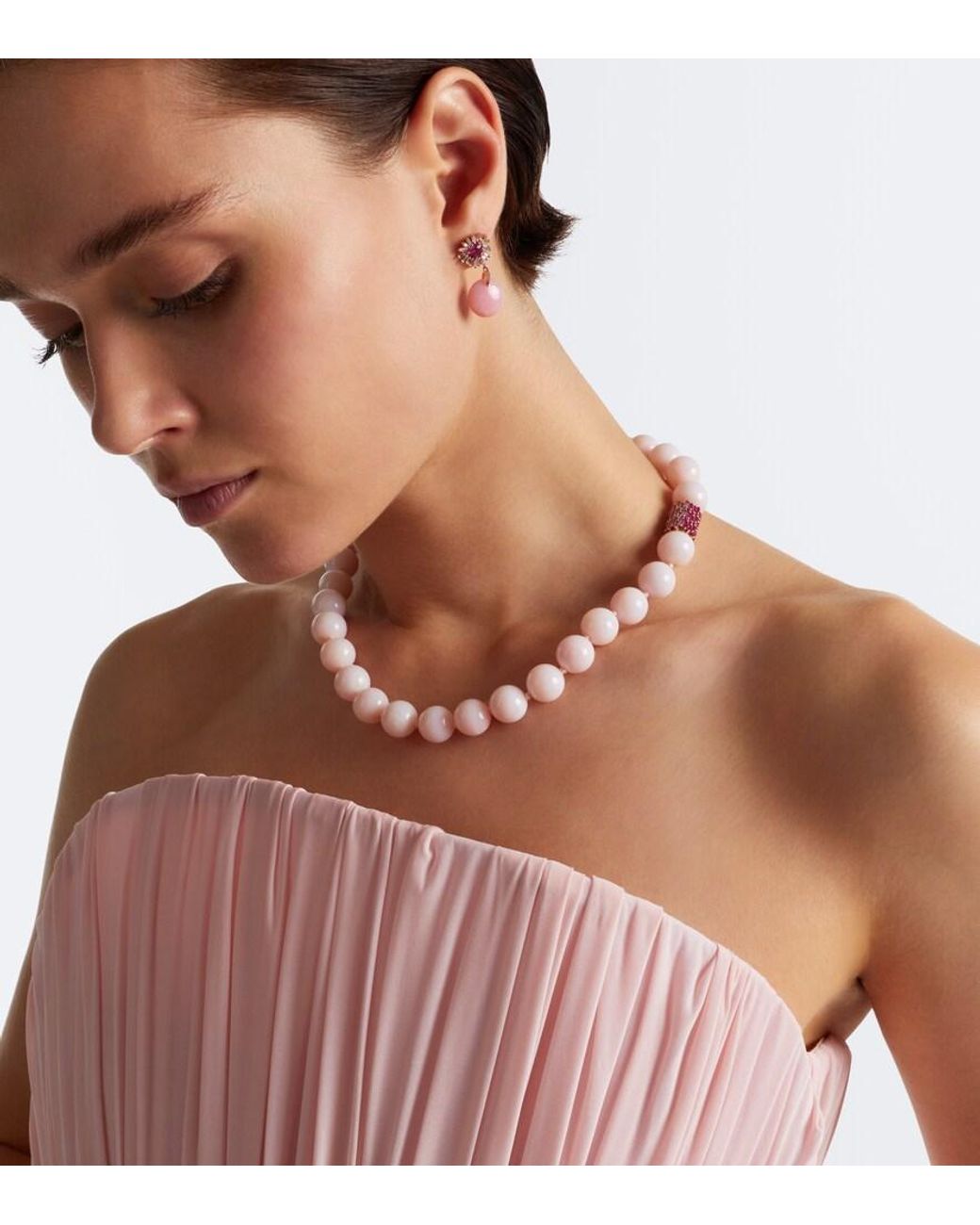 Suzanne Kalan Pink Infinite 18Kt Rose Beaded Necklace With Gemstones