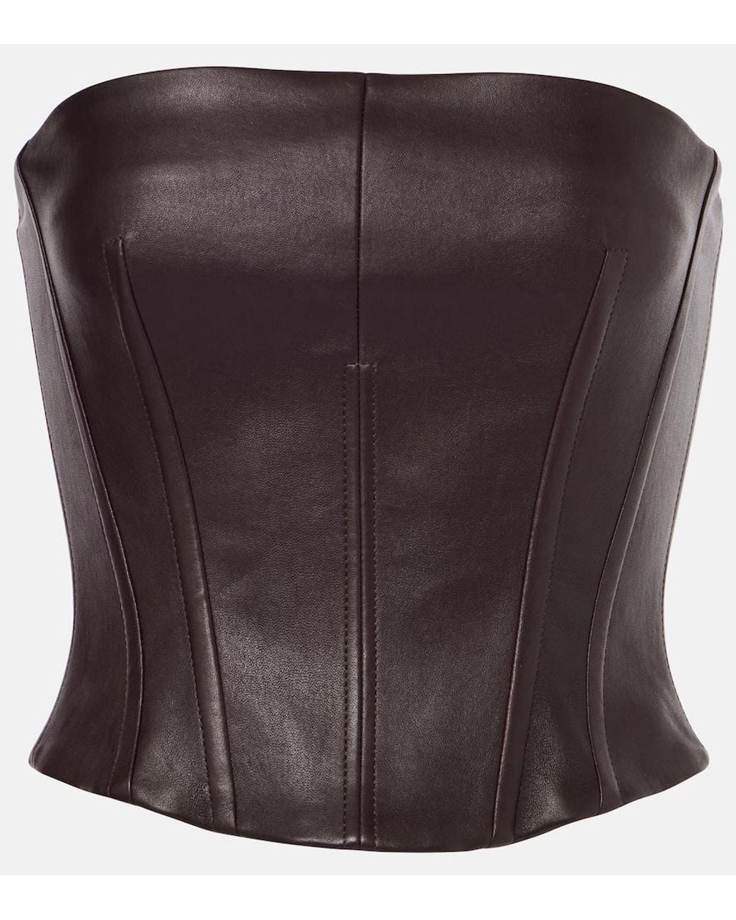Stouls Brown Rosalia Strapless Leather Top