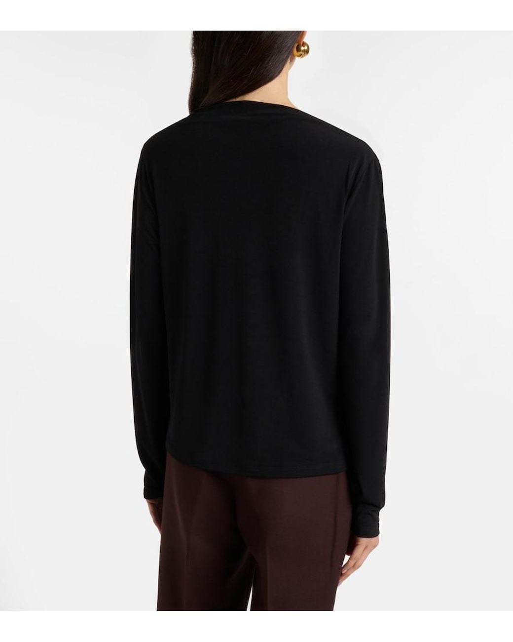 Vince Black Draped Jersey Top