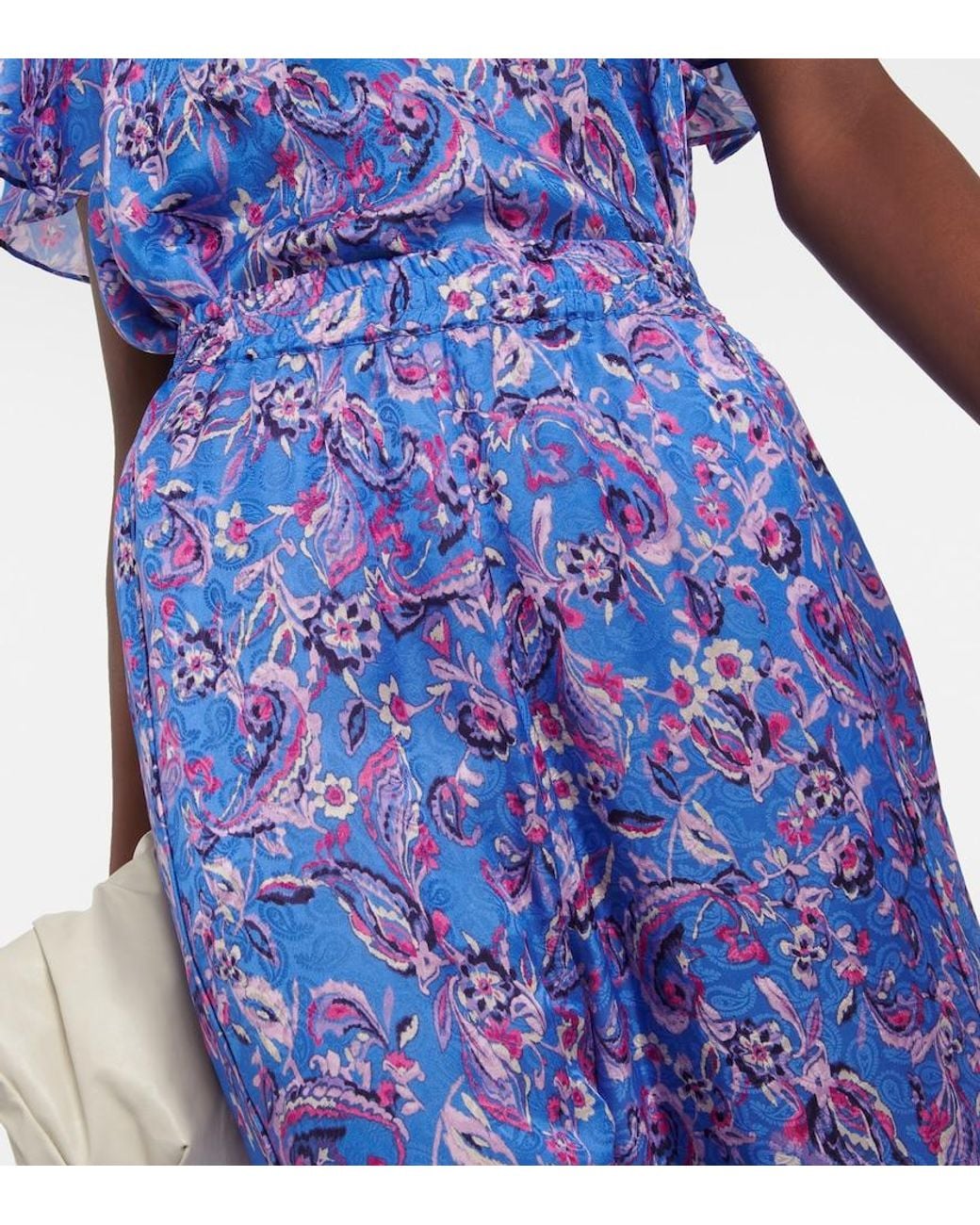 Isabel Marant Blue Piera Printed Silk-blend Pants