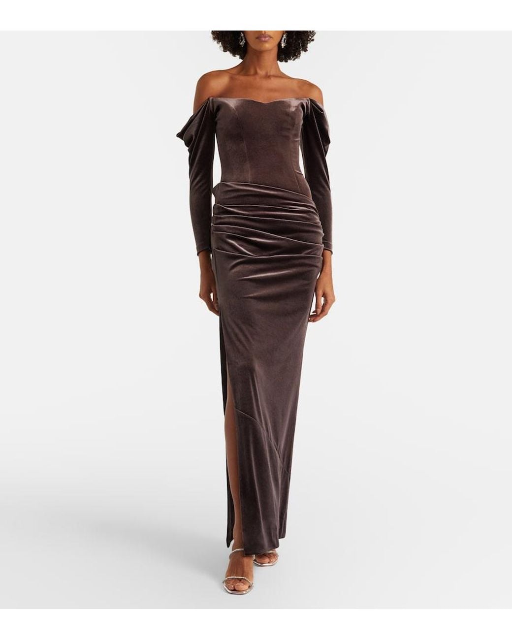 Alex Perry Purple Draped Velvet Gown